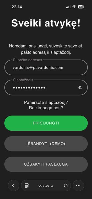 Cgates TV prisijungimas - duomenys Cgates TV prisijungimas - duomenys