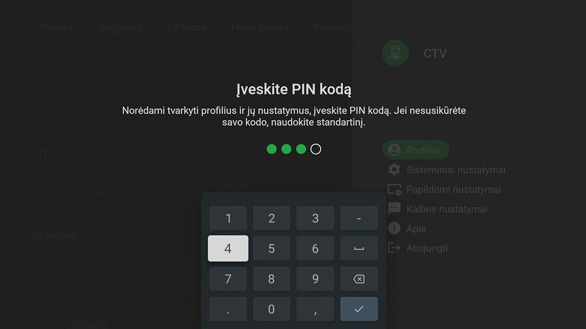 Standartinio PIN kodo įvedimas Standartinio PIN kodo įvedimas