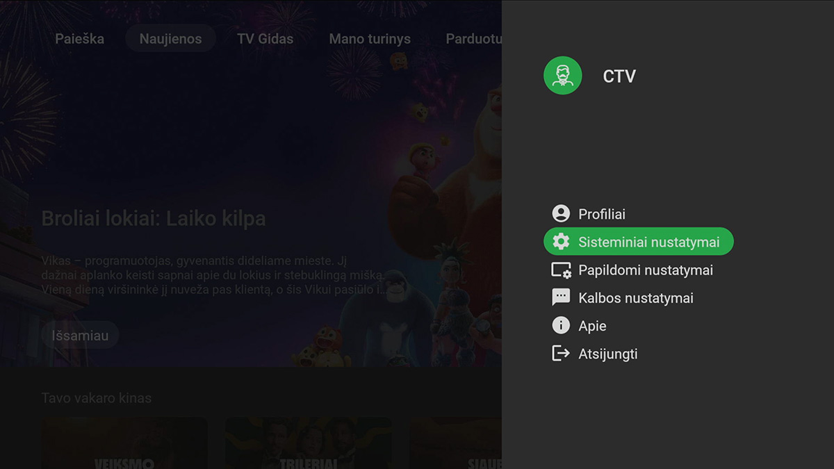 Cgates TV sisteminiai nustatymai Cgates TV sisteminiai nustatymai