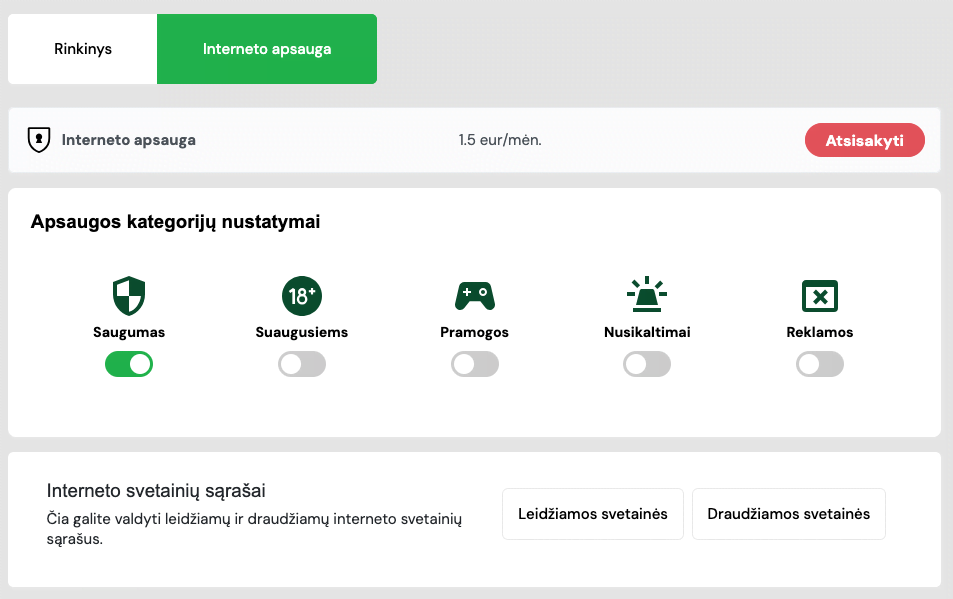 Kategorijų filtrai Kategorijų filtrai